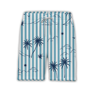 Modern Tropical Hawaiian Shirt on Black White Horizontal Stripes