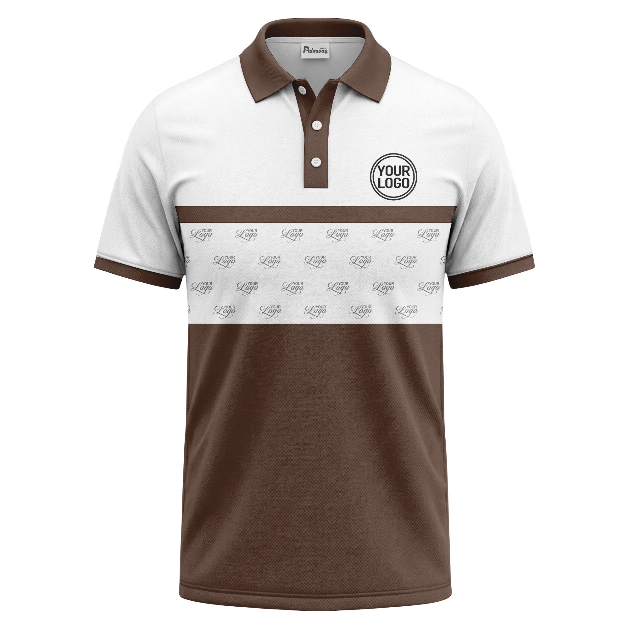 monochrome custom logo repeat stripe polo shirt for men