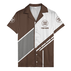 monochrome diagonal stripes & custom logo modern hawaiian shirt