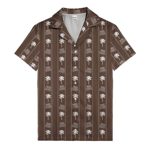 monochrome palm tree & signature logo stripe hawaiian shirt for men