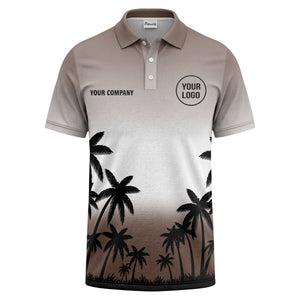 monochrome palm trees ombre gradient sky polo shirt for men