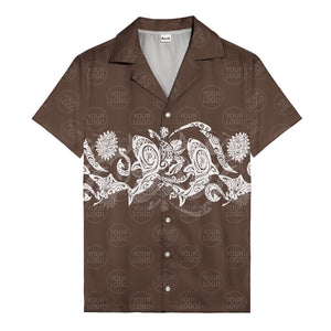 monochrome tribal turtle & sun motifs heritage hawaiian shirt