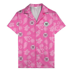monochrome tropical flowers and leaves hawaiian shirt for men