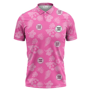 illustrated monochrome tropical flowers and leaves polo shirt for men
