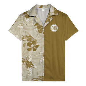 monochrome watercolor hibiscus and leaf repeat hawaiian shirt