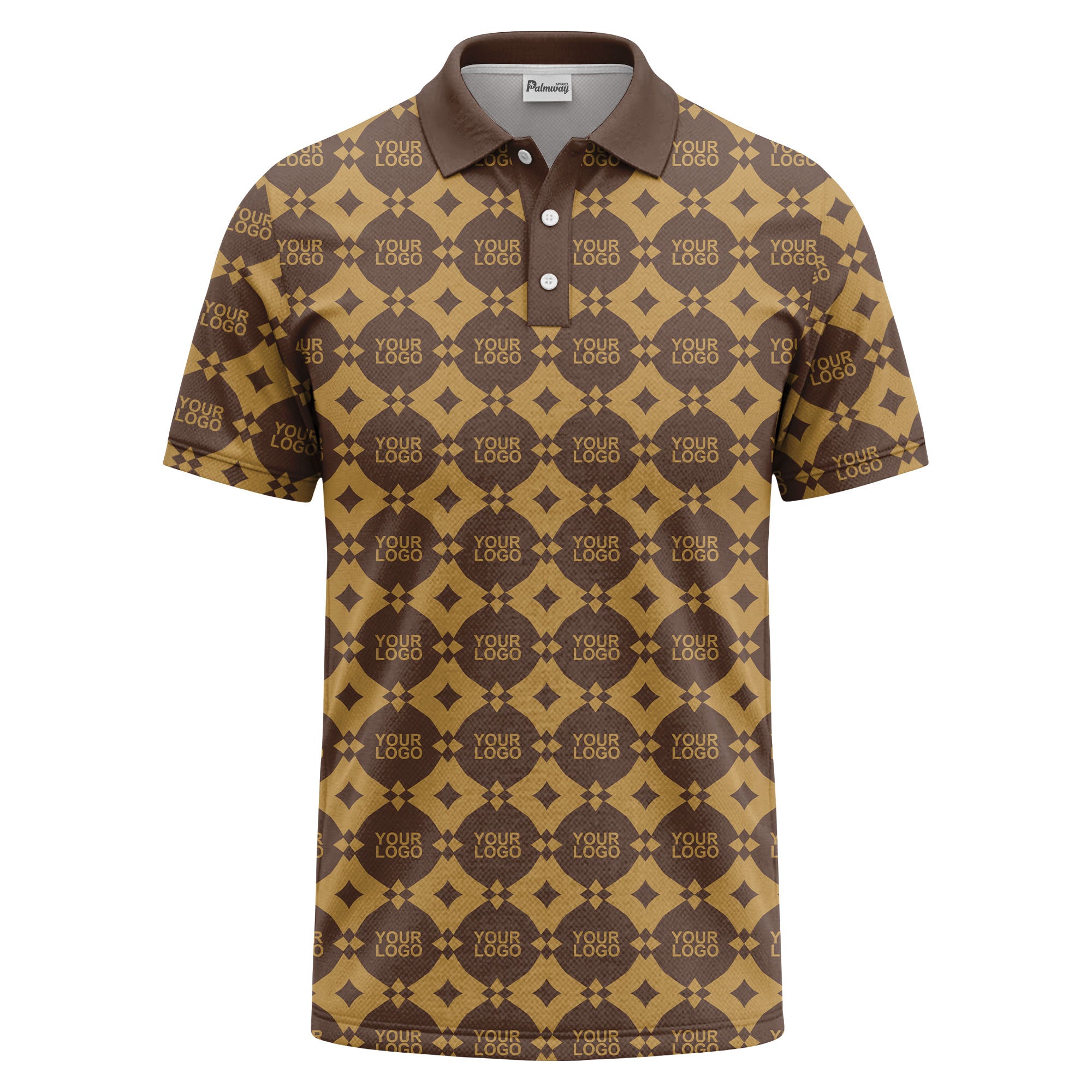monogrammed gold black diamond repeat luxury polo shirt