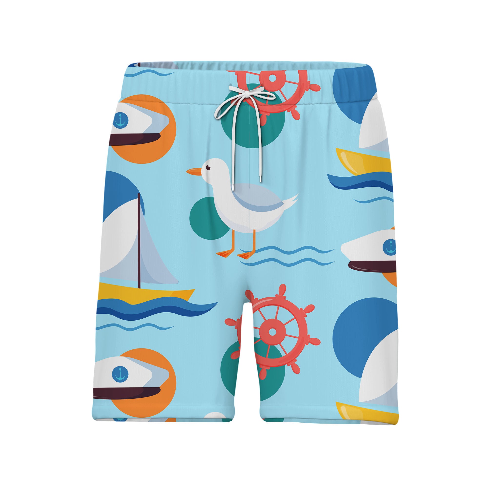 Nautical Captain Hat & Ship Wheel Hawaiian Shirt – Seagull Sailing Fun