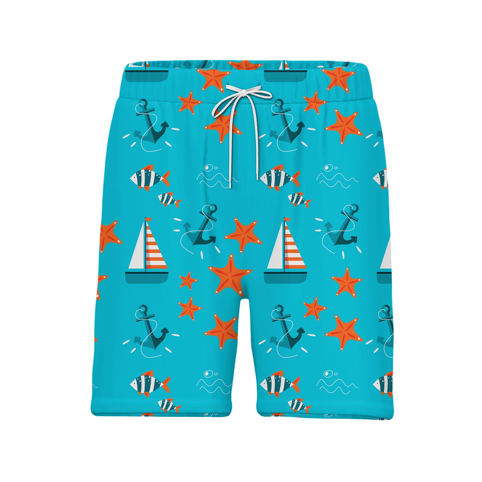 Nautical Starfish & Anchor Ocean Hawaiian Shirt – Sailboat Fish Print