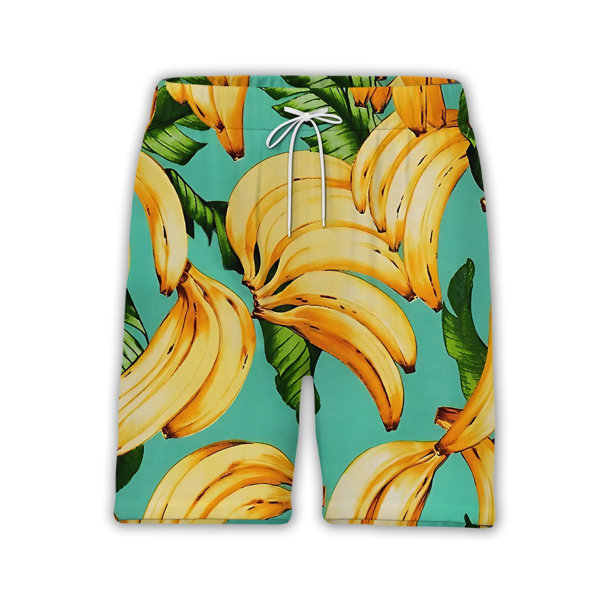 Painted Banana Hawaiian Shirt with Lush Leaves on Bright Teal