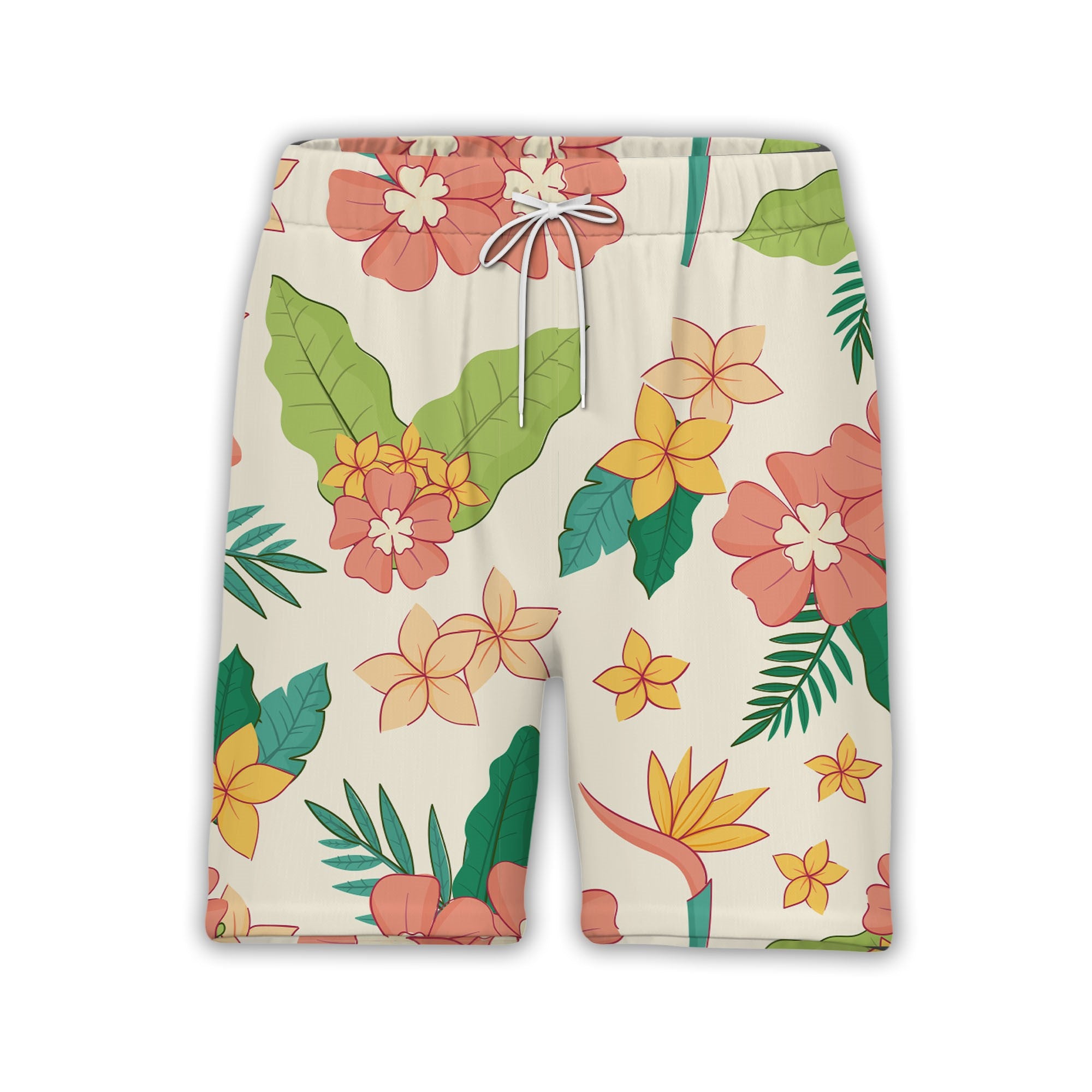 Pale Beige Bird of Paradise Hawaiian Shirt with Plumeria and Banana Leaves