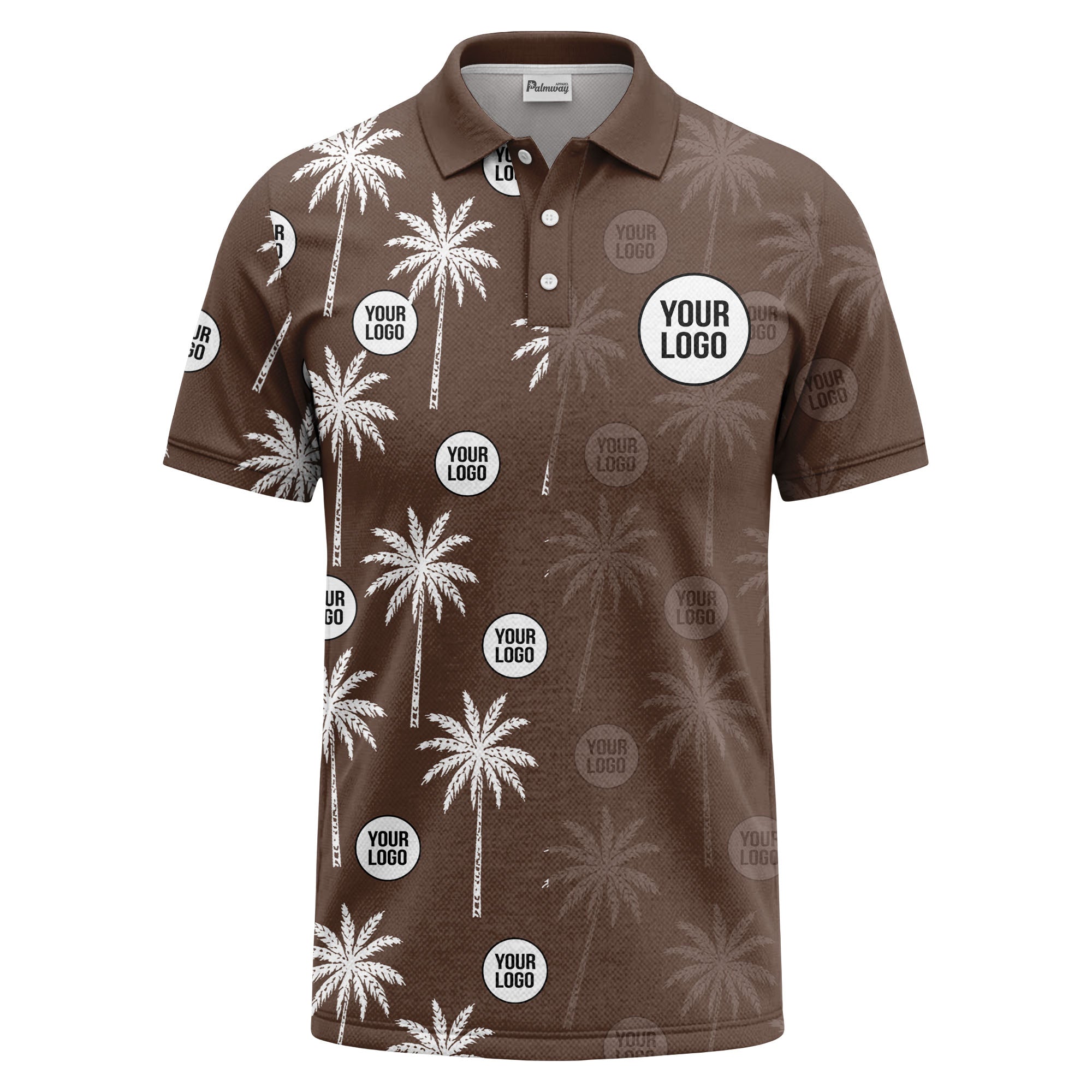 palm trees & custom logo circle repeat graphic polo shirt