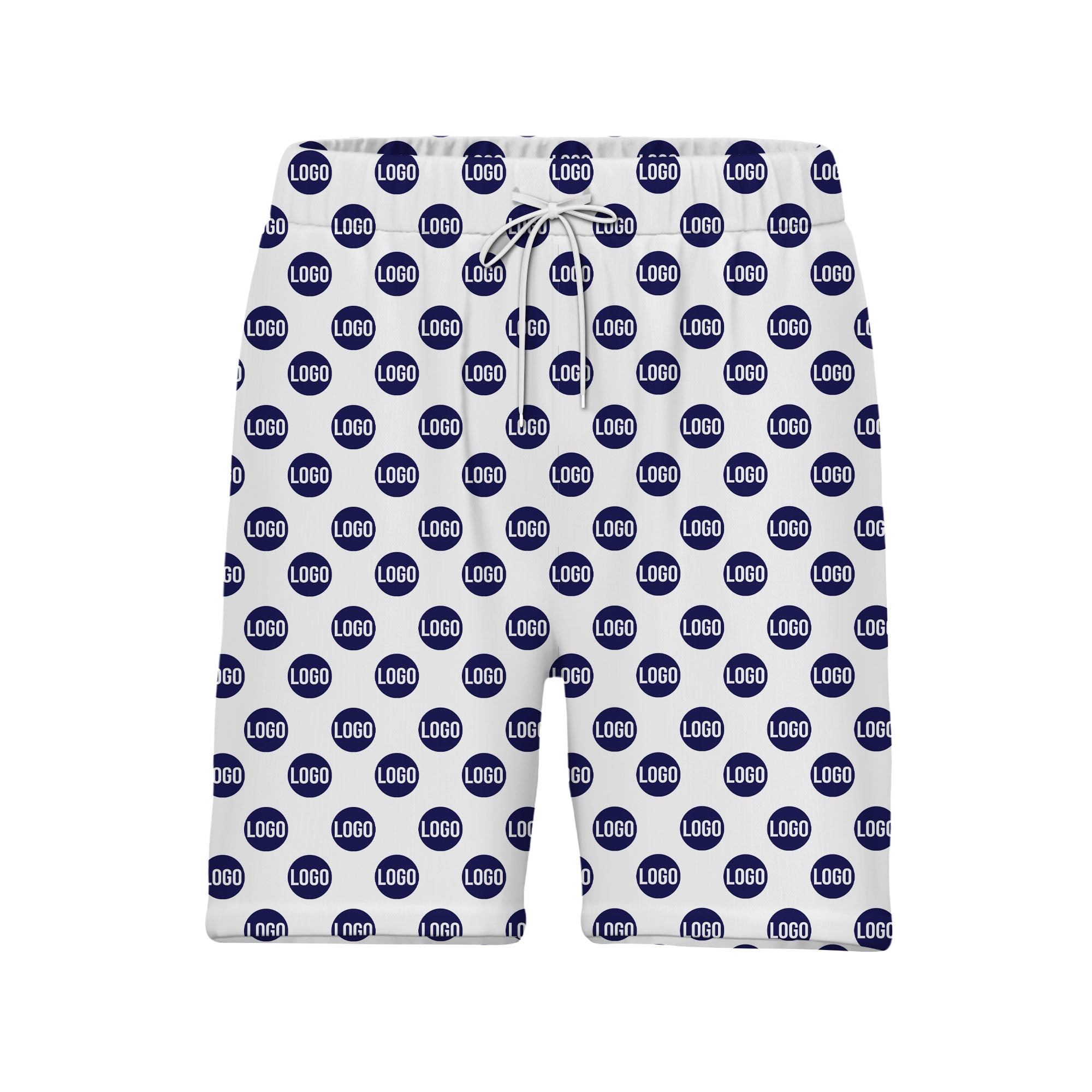 Personalized Logo Hawaiian Shirt - Navy Polka Dot Circle Minimalist Branding Aloha