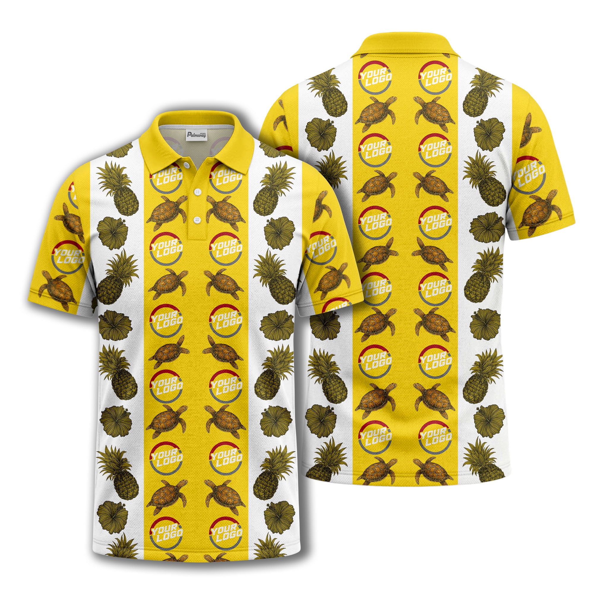 pineapple sea turtle hibiscus custom logo polo shirt