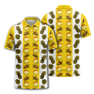 pineapple sea turtle hibiscus custom logo polo shirt