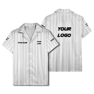 pinstripe baseball jersey hawaiian shirt with custom name & number