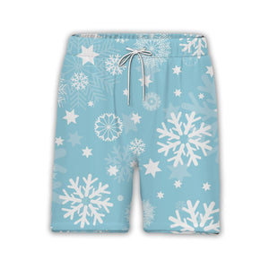Powder Blue Intricate Snowflake Hawaiian Shirt with Scattered Stars