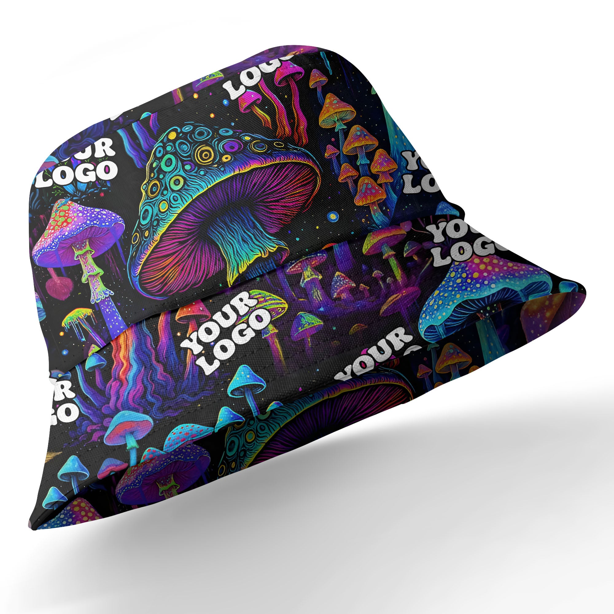 psychedelic neon mushroom forest hawaiian shirt for men