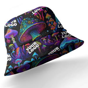 psychedelic neon mushroom forest hawaiian shirt for men