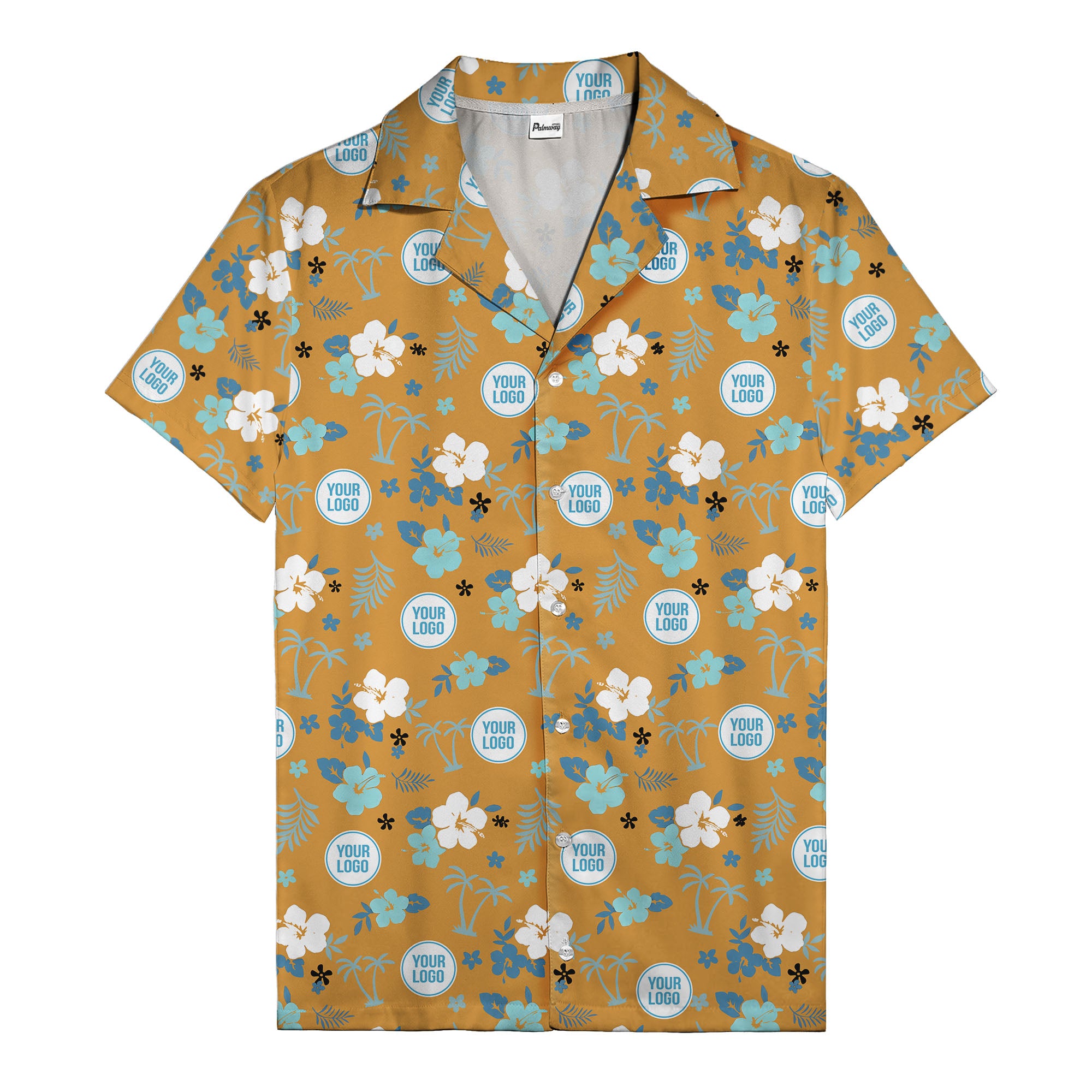 Purple Palm Blooms & Teal Leaf Hawaiian Shirt For Men