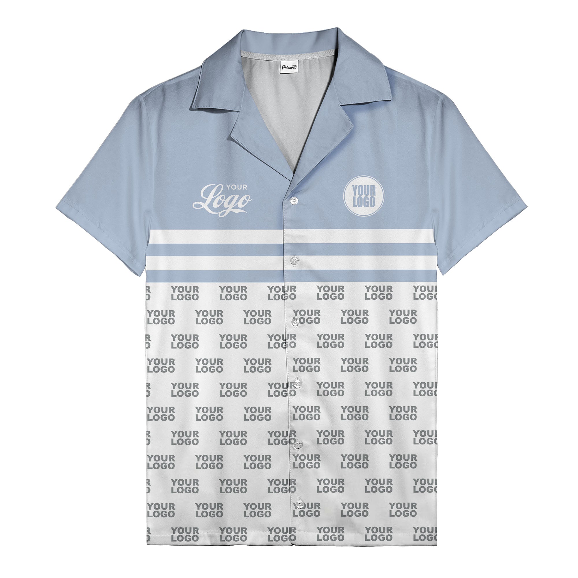 repeating customizable logo hawaiian shirt personalized text aloha button down shirt
