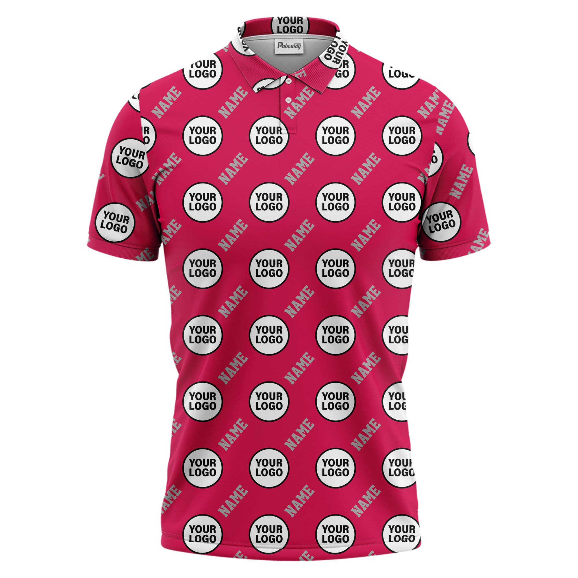 repeating geometric circle logo graphic polo shirt - custom branding available