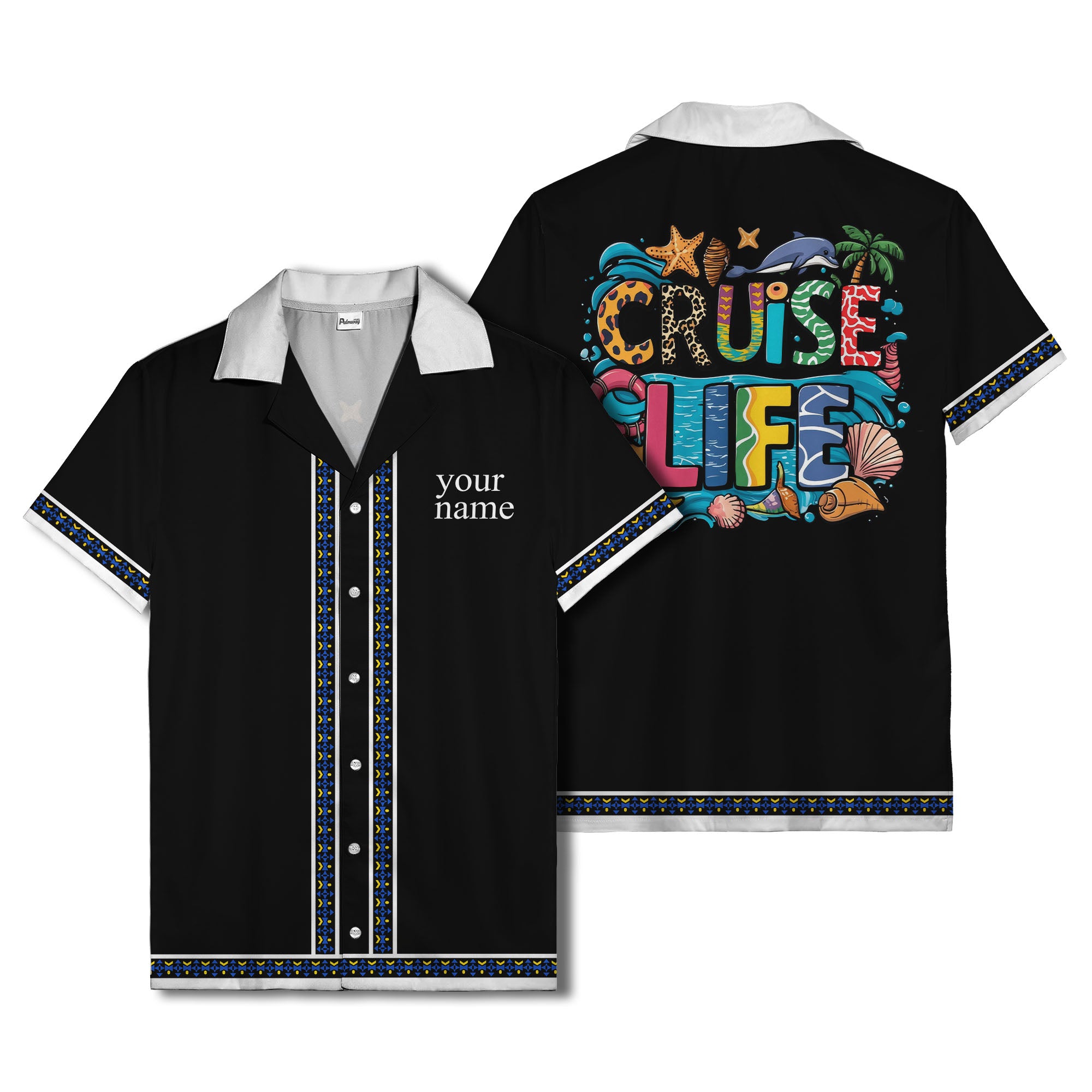 retro bowling diamond geometric personalized hawaiian shirt for men