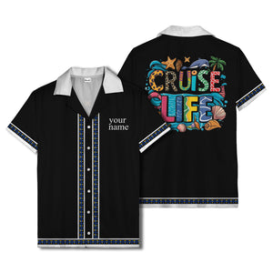 retro bowling diamond geometric personalized hawaiian shirt for men