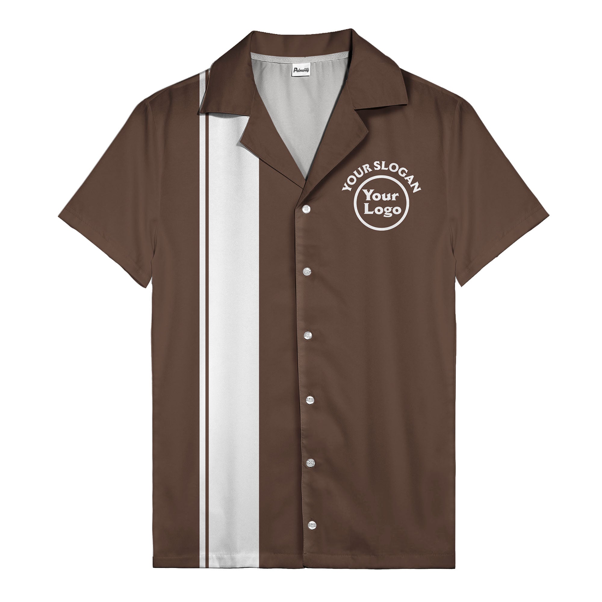 retro bowling stripe & custom logo circle black white hawaiian shirt