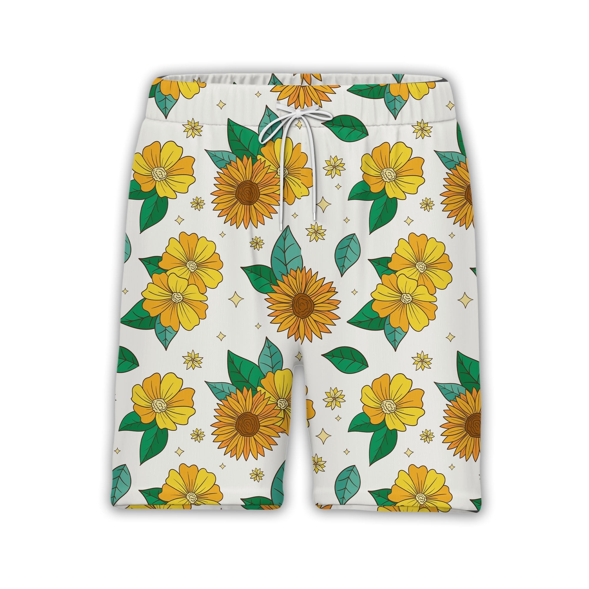 Retro Cartoon Sunflower and Daisy Hawaiian Shirt on Cream
