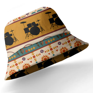 retro drum kits & sunburst geometric border hawaiian shirt