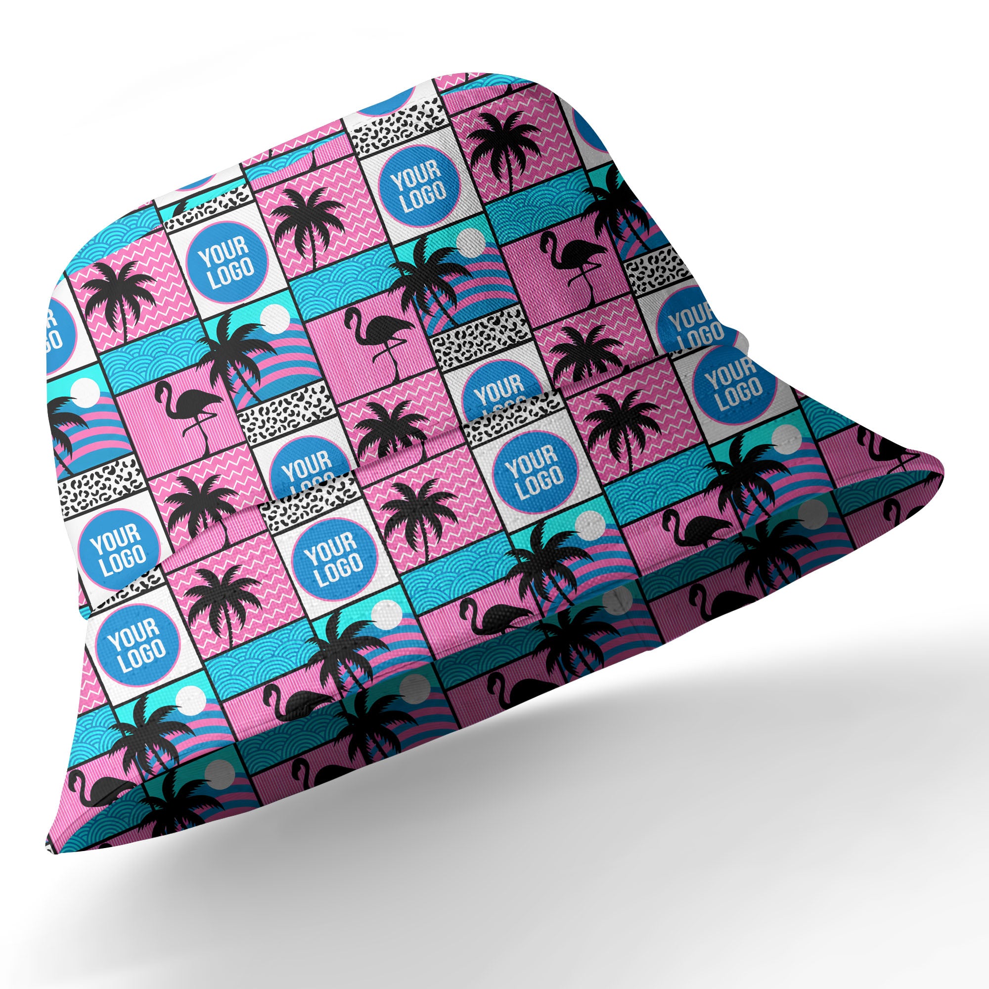 retro pink flamingos & palm trees 1980s hawaiian shirt