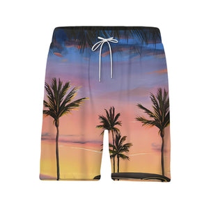 Retro Sunset Muscle Car & Palm Trees Tropical Hawaiian Button Down Shirt Hawaiian Shirt