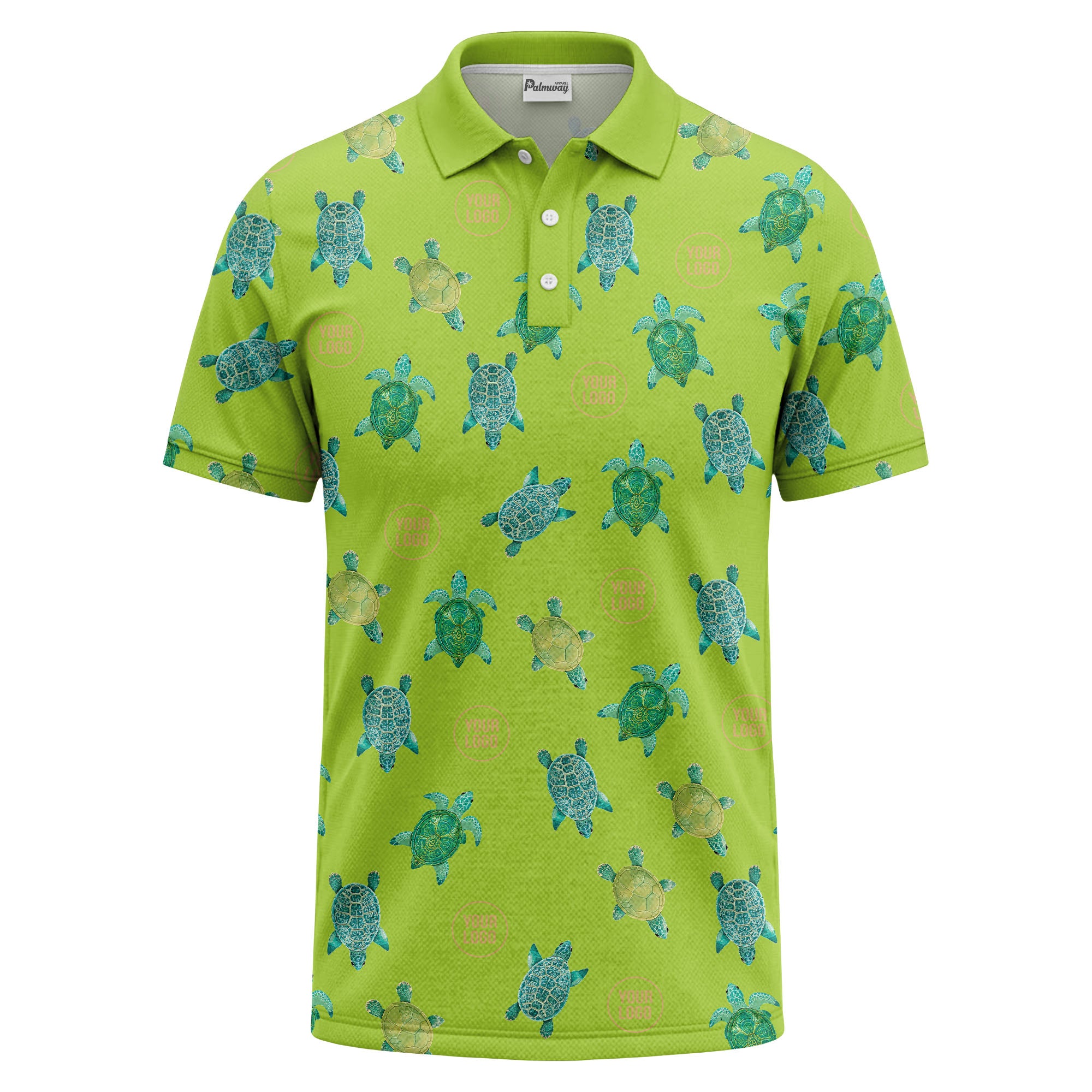 sea turtle repeat black teal golf polo shirt for men