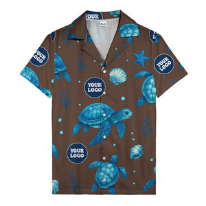 sea turtles & coral seashells aloha navy hawaiian shirt
