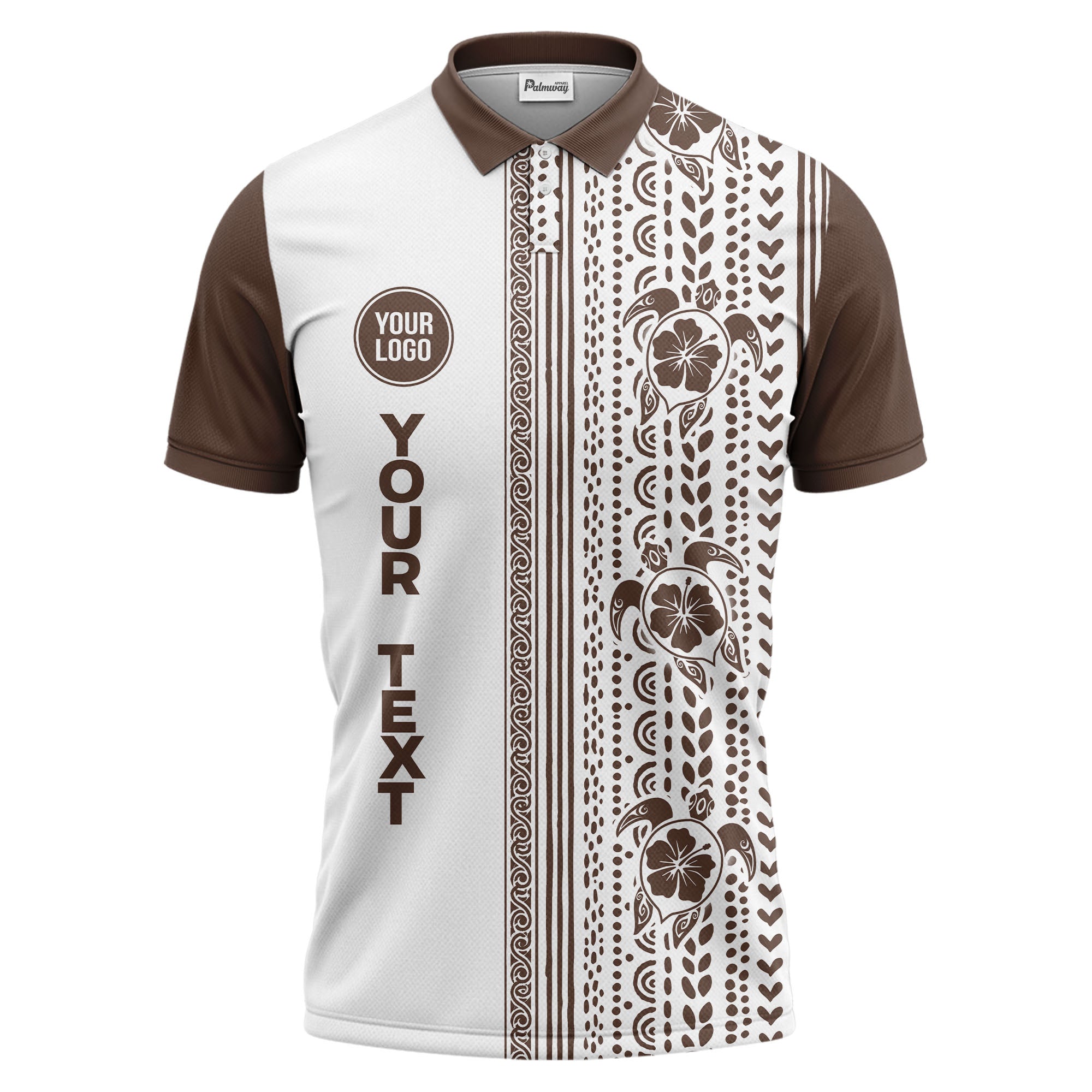 sea turtles hibiscus polynesian tribal black white polo shirt for men