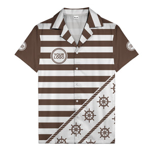 ship wheel and rope striped nautical maritime hawaiian shirt