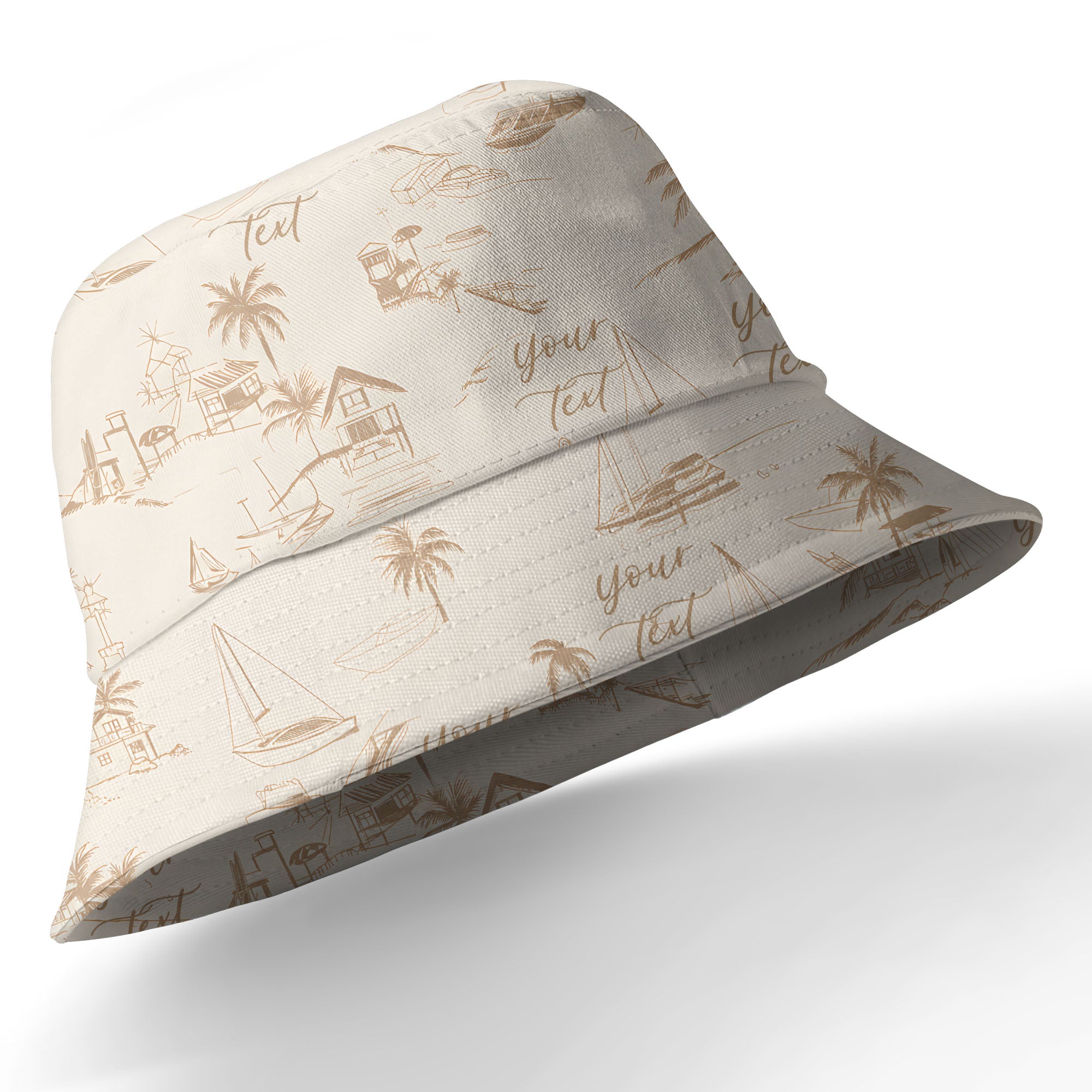 sketch illustrated palm trees & sailboats beach houses hawaiian shirt