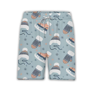 Sky Blue Winter Accessories Hawaiian Shirt with Ice Skates Pattern
