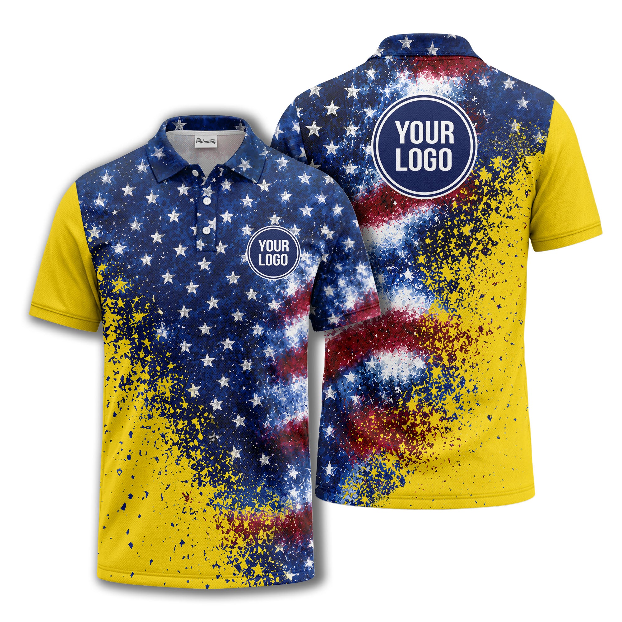 stars & stripes american flag all over print polo shirt