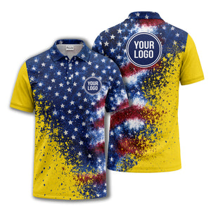 stars & stripes american flag all over print polo shirt