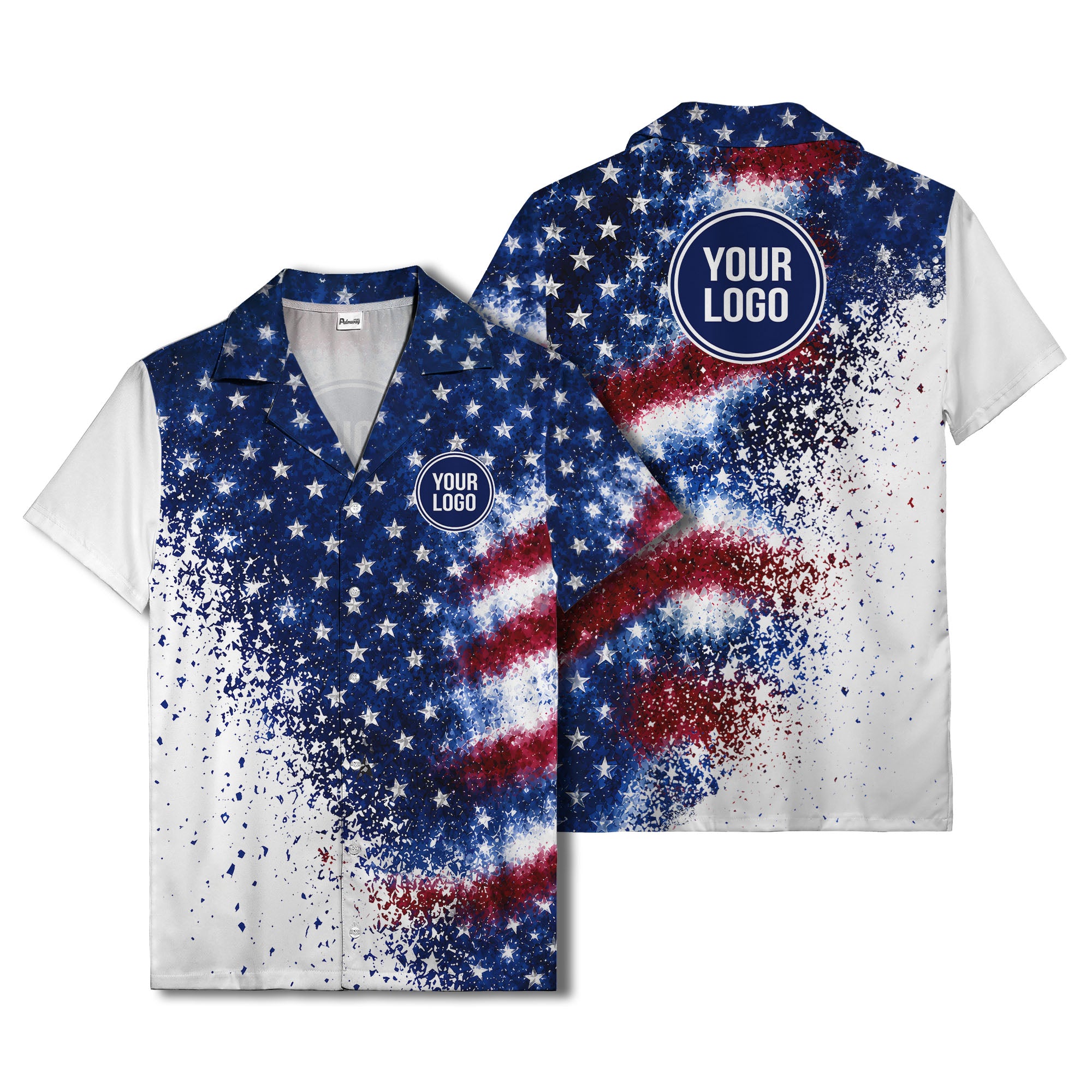 stars & stripes watercolor splash patriotic hawaiian shirt