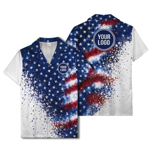 stars & stripes watercolor splash patriotic hawaiian shirt