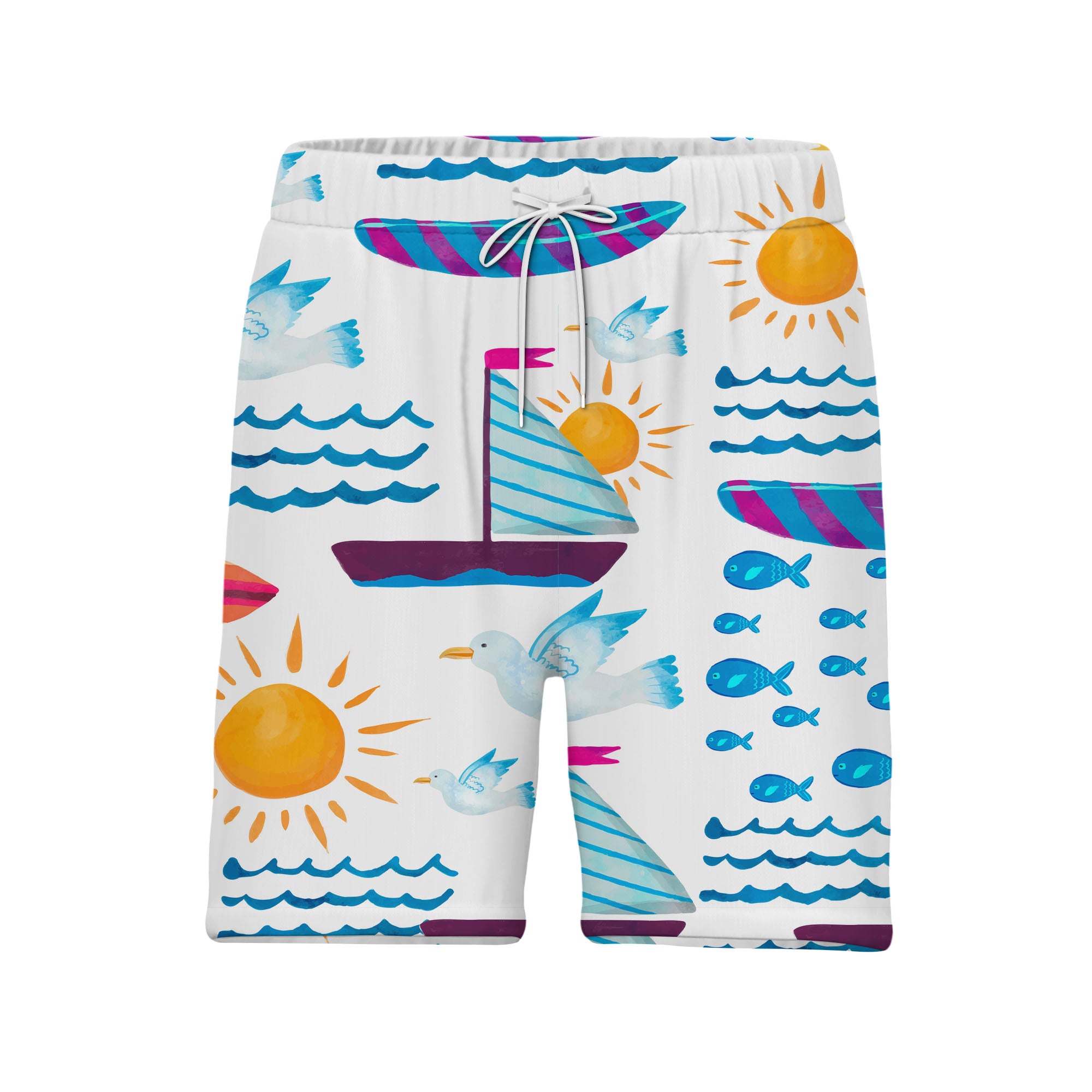 Summer Beach Surfboard & Sailboat Hawaiian Shirt – Fun Tropical Vacation Vibes