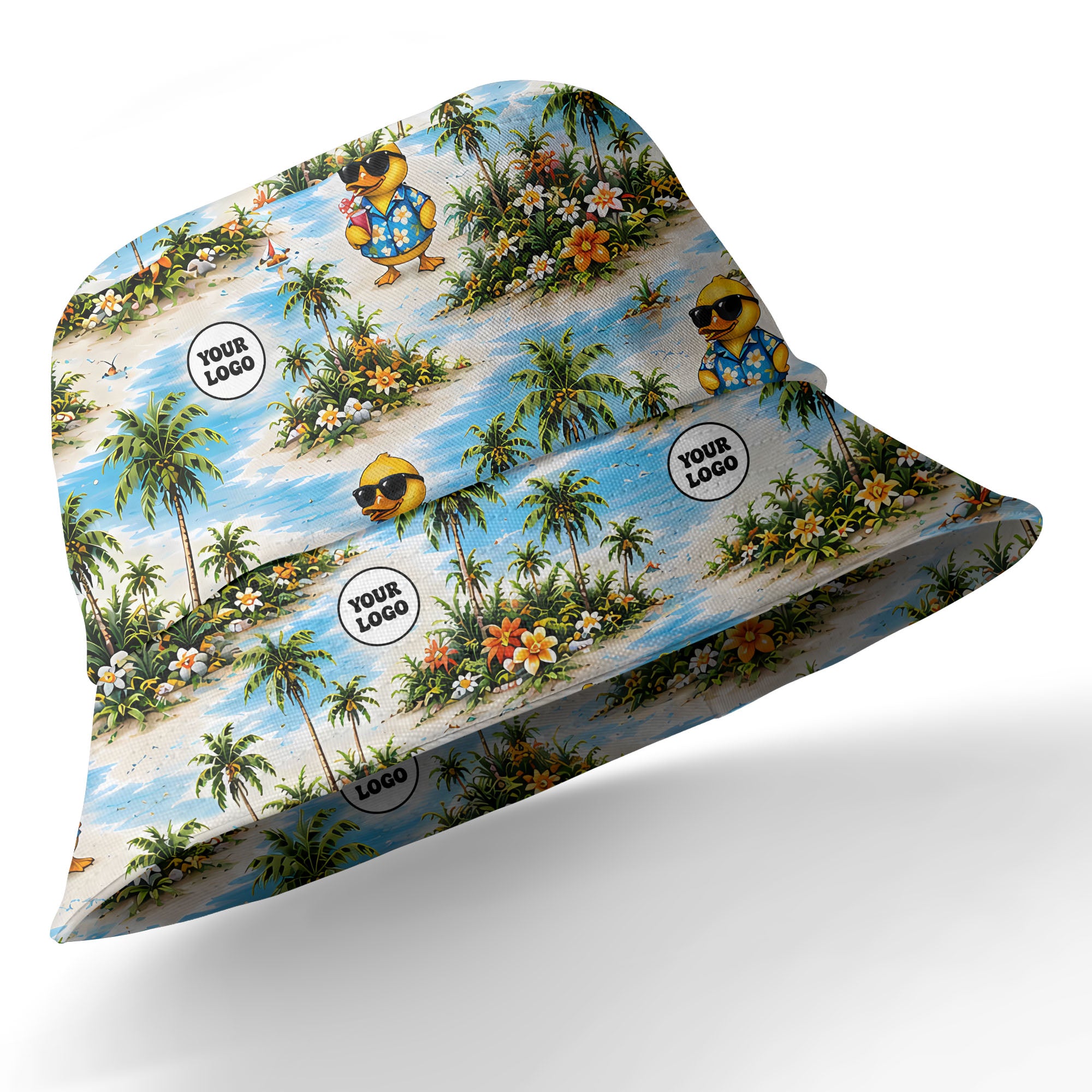 sunglasses ducks & palm trees beach scene hawaiian shirt for men