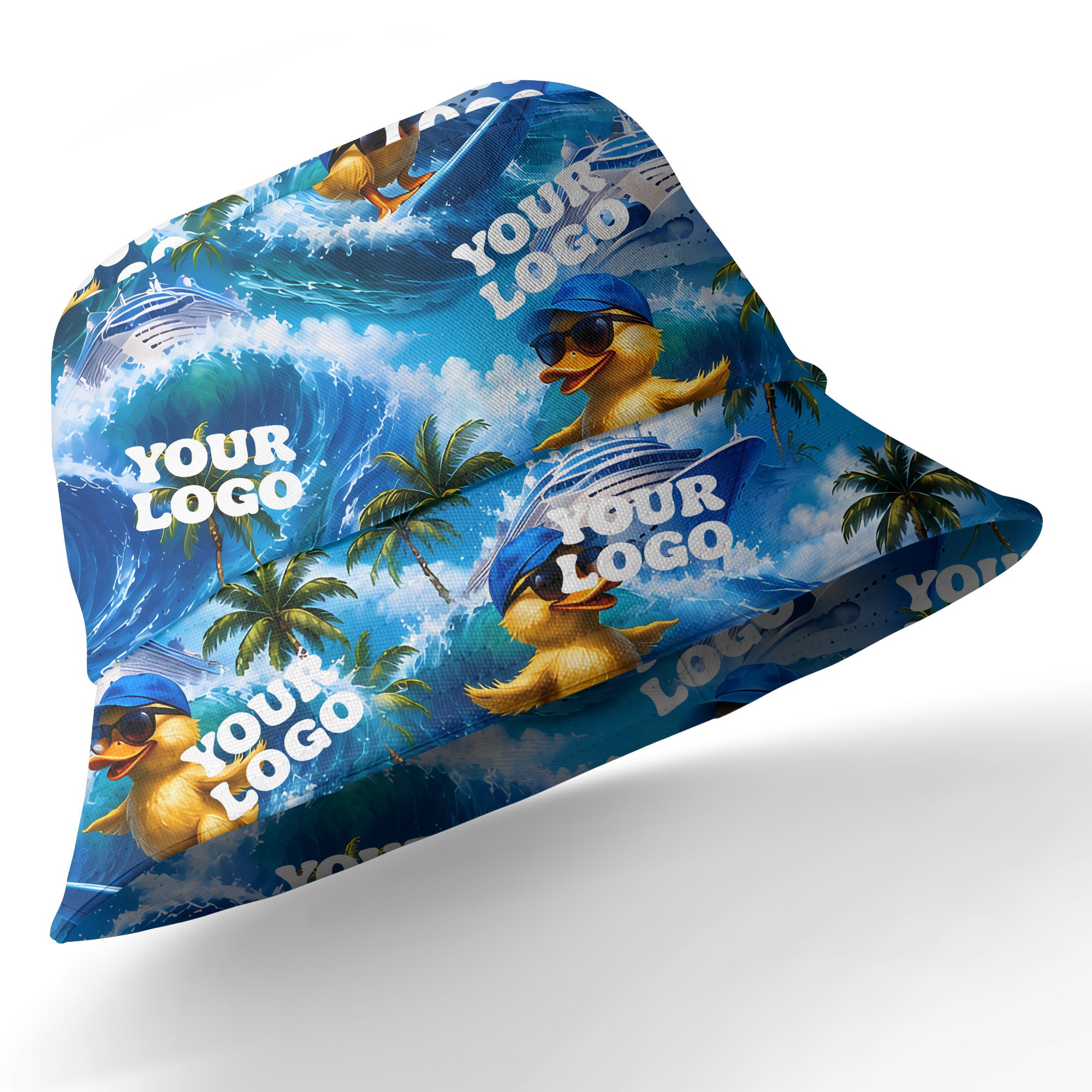 surfing rubber ducks & cruise ships cartoon hawaiian shirt for men