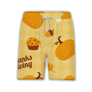 Thanksgiving Argyle Hawaiian Shirt with Pumpkins Muffins and Drumsticks