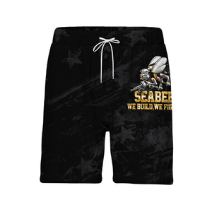 US Navy Seabees Hawaiian Shirt - Patriotic Bee Mascot American Flag Graphic Tee