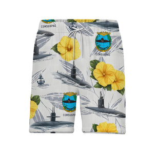 US Navy Submarine Hawaiian Shirt - COMSUBPAC Tropical Hibiscus Nautical Design