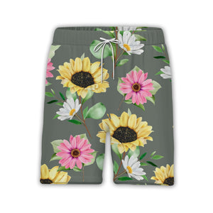 Vibrant Sunflower Bouquet Hawaiian Shirt on Dark Olive Green
