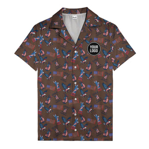 vintage 50s bald eagles & statue of liberty golf hawaiian shirt